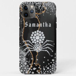 Funda Para iPhone 11 Pro Max Agante negro con acentos de oro y diamante