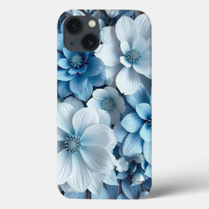 Funda Para iPhone 13 Agarre de Protección Diario Hojas Florales Azules