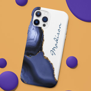 Funda Para iPhone 11 Pro Max Ágata azul marino hermosa personalizada