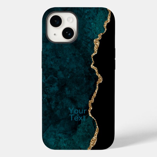 Funda De Case-Mate Para iPhone Ágata verde azulado y dorado (Reverso )