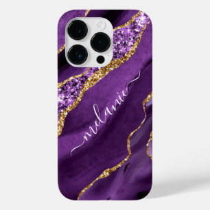 Funda Para iPhone 14 Pro De Case-Mate Agate Purple Gold Purpurina Tu Nombre iPhone Estuc