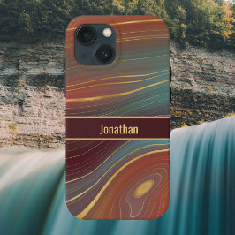 Funda Para iPhone 14 De Case-Mate Agate Strata Look - Arroja de Borgoña y Aqua Dusty