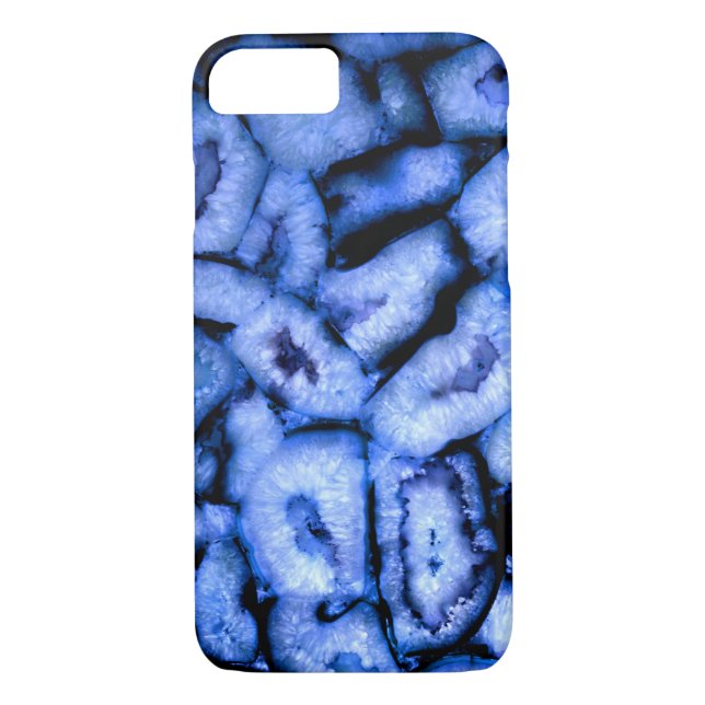 Funda De Case-Mate Para iPhone Agato de cuarzo azul, geodos azules, patrón abstra (Reverso)
