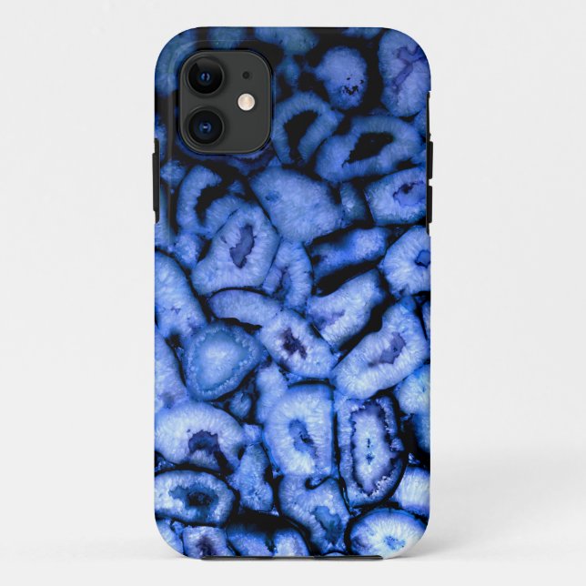 Funda De Case-Mate Para iPhone Agato de cuarzo azul, geodos azules, patrón abstra (Reverso)
