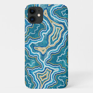 Funda Para iPhone 11 Agato gráfico de oro azul