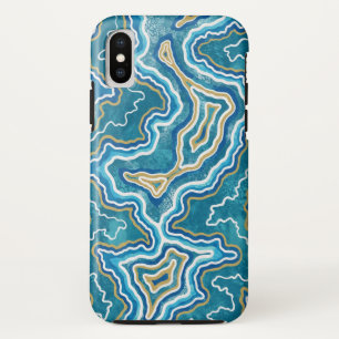 Funda Para iPhone X Agato gráfico de oro azul