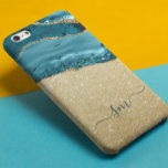 Funda Para iPhone 13 Ago azul verde azulado Monograma Script Stone Gold<br><div class="desc">Este diseño también está disponible en otros modelos de teléfono. Elija Tipo de dispositivo para ver otros fundas de iPhone, Samsung Galaxy o Google. Algunos estilos se pueden cambiar seleccionando Estilo si se trata de una opción. Este diseño puede ser personalizado en el área proporcionada cambiando la foto y/o el...</div>