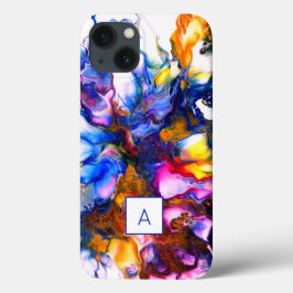 Funda Para iPhone 13 Agosto monogramado Arte fluido personalizado