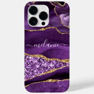 Funda Para iPhone 14 Pro Max De Case-Mate Agple Violet Gold Purpurina Mármol tu nombre