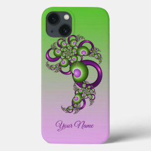 Funda Para iPhone 13 Agradable Corazón Verde Rosa Resumen Nombre Fracta