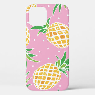 Funda Para iPhone 12 Agradable piña en el fondo de los puntos de polka