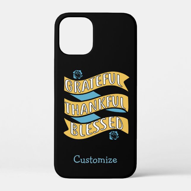 Funda De Case-Mate Para iPhone Agradecida cita bendecida negra personalizada (Reverso )