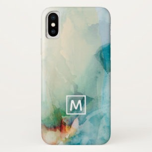 Funda Para iPhone X ¡Agrega tu inicial   Aversión - Azul acuarela