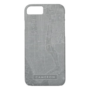 Funda Para iPhone 8/7 Agrega tu nombre   Esbozo del mapa de Nueva York