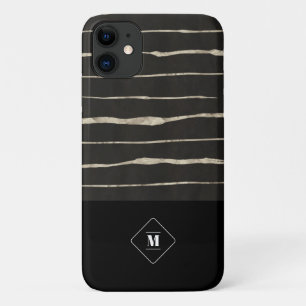 Funda Para iPhone 11 Agrega tu nombre   Modelo moderno de mármol negro 