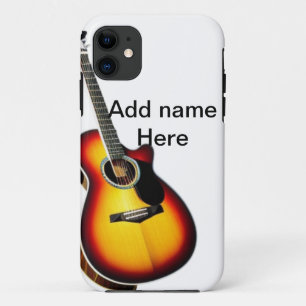 Funda Para iPhone 11 Agrega tu nombre texto guitarra acústica marrón ed