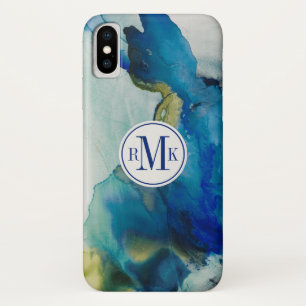 Funda Para iPhone X ¡Agrega tus iniciales   Terreno abstracto - Azul