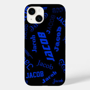Funda Para iPhone 14 De Case-Mate Agregar cualquier nombre o palabra Azul y negro
