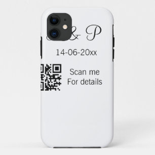 Funda Para iPhone 11 Agregar nombre de la pareja fecha año código Q R a