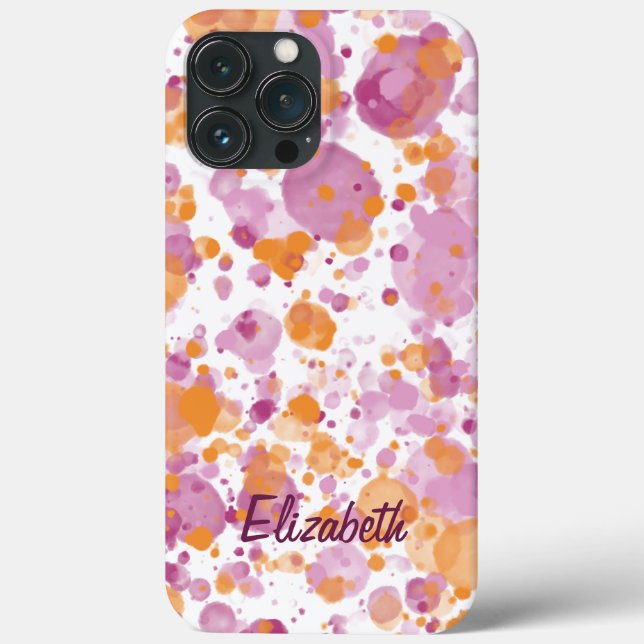 Funda De Case-Mate Para iPhone Agregar texto de nombre a salpicaduras abstractas  (Reverso )
