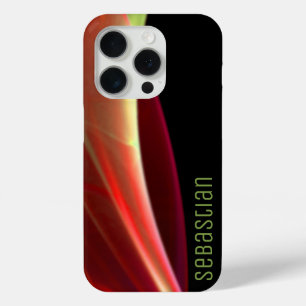 Funda Para iPhone 15 Pro Agregar un nombre personalizado Naranja Verde Abst
