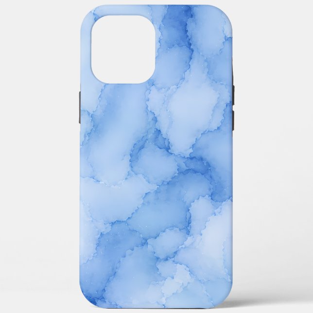 Funda De Case-Mate Para iPhone Agua abstracta de acuarela azul suave (Reverso )