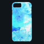 Funda Para iPhone 8/7 Agua azul moderna de verano pintada con mano de ma<br><div class="desc">Una acuarela de verano fresca,  brillante y moderna pintada a mano en azul marino oscuro y brillante</div>