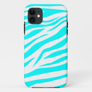 Funda Para iPhone 11 Aguamarina fresca/estampado de zebra blanco - caso