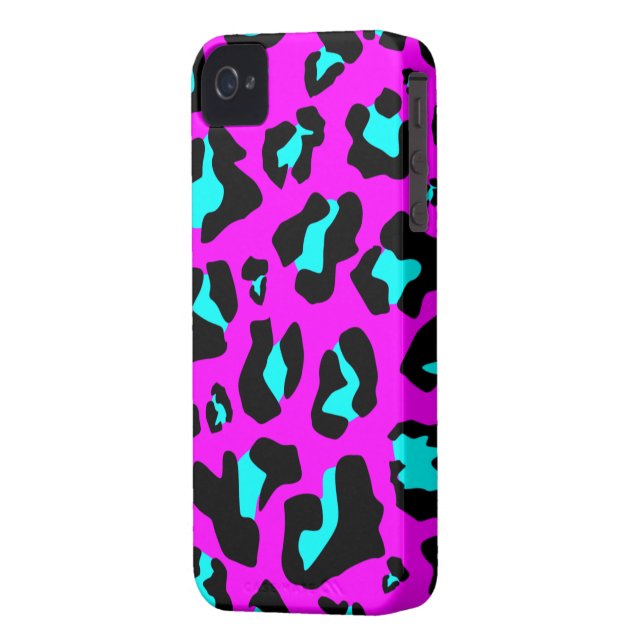 Funda De Case-Mate Para iPhone Aguamarina fresca/estampado leopardo rosado - caso (Reverso Izquierdo)