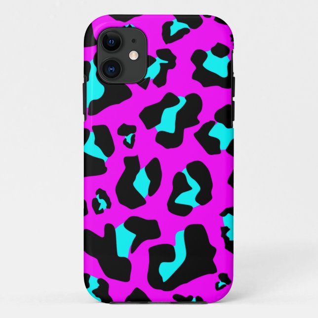 Funda De Case-Mate Para iPhone Aguamarina fresca/estampado leopardo rosado - caso (Reverso)