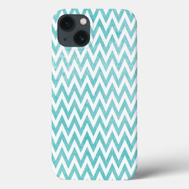 Funda De Case-Mate Para iPhone Aguamarina y Chevron blanco (Reverso)