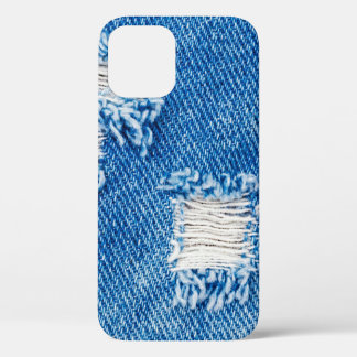 Funda Para iPhone 12 Aguantar a Denim Jeans. Destruido y destruido: Blu