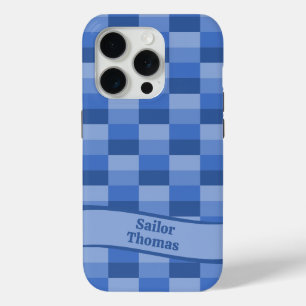 Funda Para iPhone 15 Pro Aguas amigables Bloques de color, Ondas y Nombre