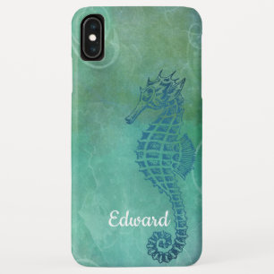 Funda Para iPhone XS Max Aguas azules, caballitos de mar y florecimiento