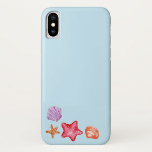 Funda Para iPhone X Aguas de mar y acuarela de pez estrella