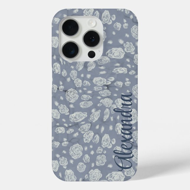 Funda De Case-Mate Para iPhone Aguas florales azules y blandas (Reverso )
