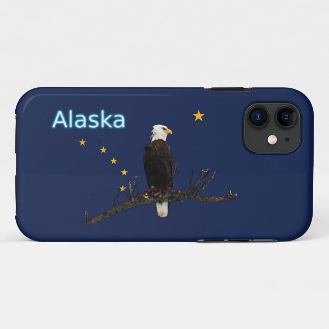 Funda De Case-Mate Para iPhone Águila Alaska Y Bandera (Reverso (horizontal))