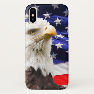 Funda Para iPhone XS Águila americana con bandera de los Estados Unidos