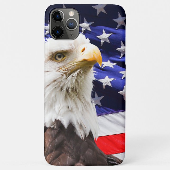 Funda De Case-Mate Para iPhone Águila Americana con fondo de bandera estadouniden (Reverso)