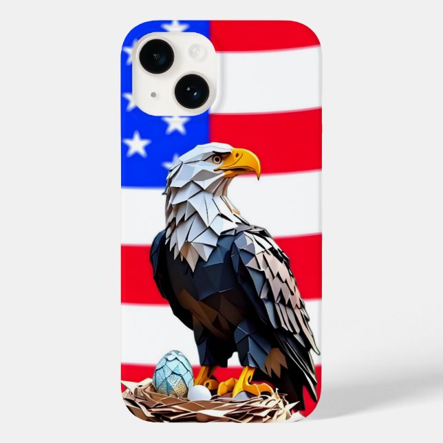 Funda De Case-Mate Para iPhone Águila Americana de Origami (Reverso )