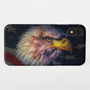 Funda Para iPhone XR Águila calva americana con bandera