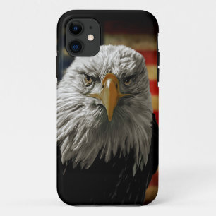 Funda Para iPhone 11 Águila calva americana en bandera grunge