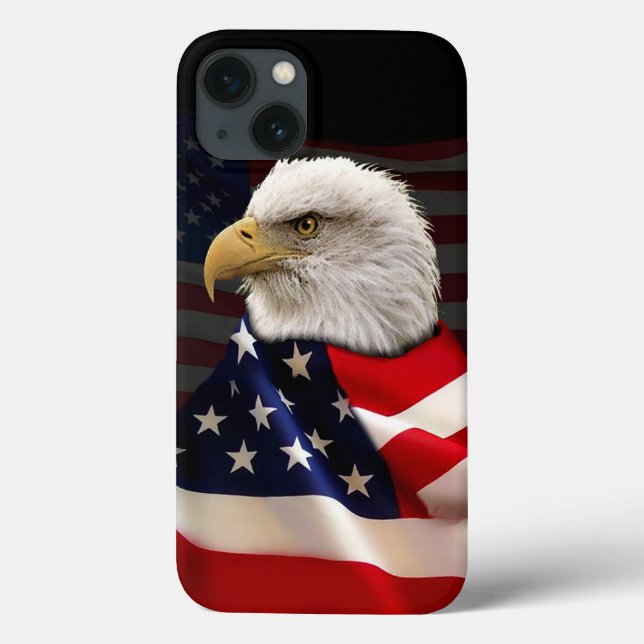 Funda De Case-Mate Para iPhone Águila calva y bandera estadounidense para el patr (Reverso)