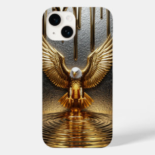Funda Para iPhone 14 De Case-Mate ✨ Águila Dorada Majestuosa Goteo de Metal Líquido