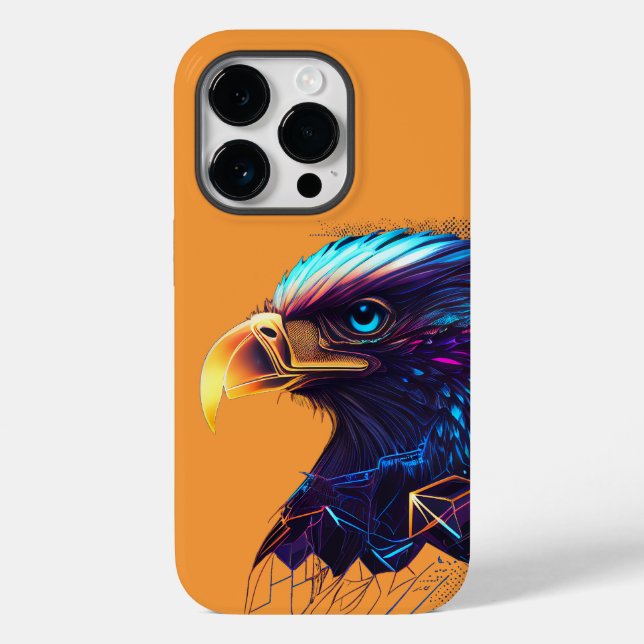 Funda De Case-Mate Para iPhone Águila Neón Futurista Negra (Reverso )