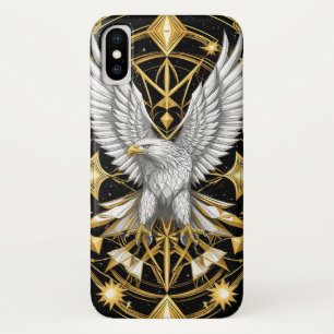 Funda Para iPhone X Águila Ornamental de Plata