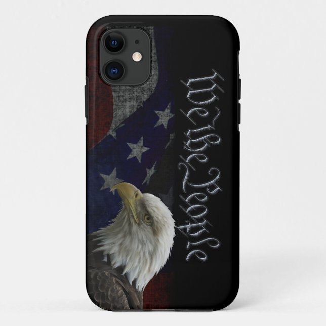 Funda De Case-Mate Para iPhone Águila Patriótica y Bandera (Reverso)