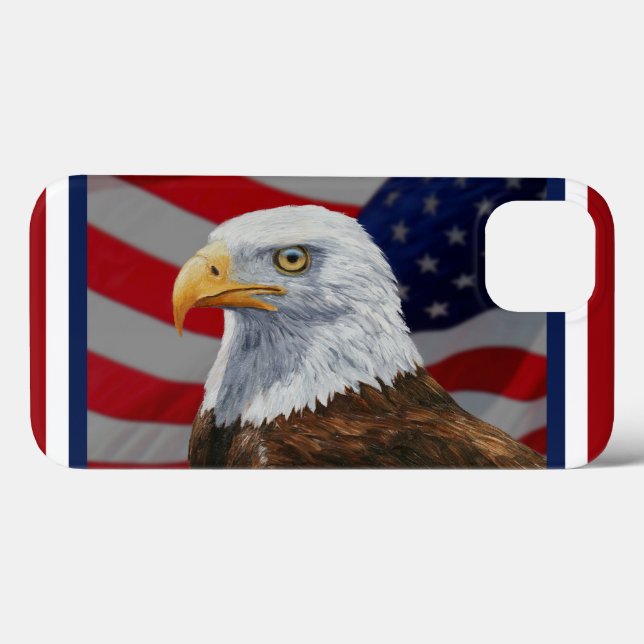 Funda De Case-Mate Para iPhone Águila y bandera de los Estados Unidos (Reverso (Horizontal))