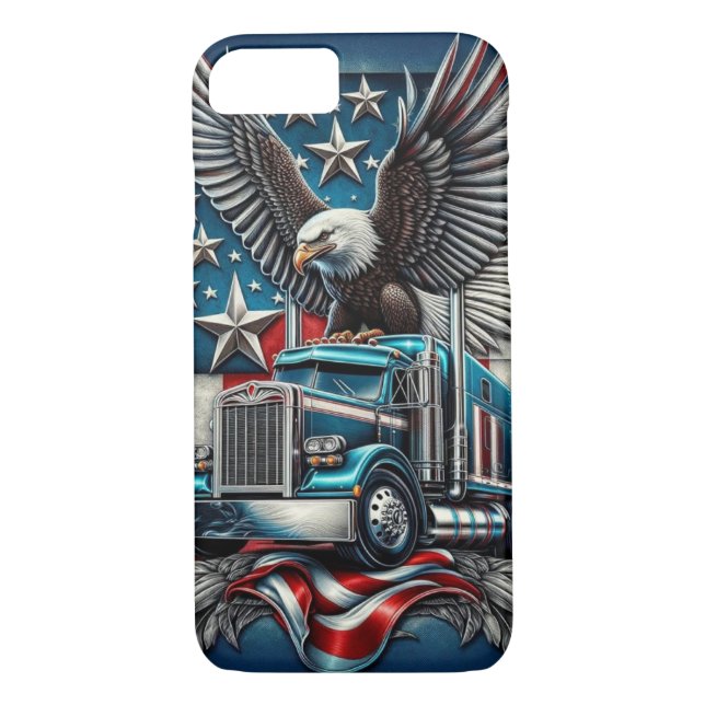 Funda De Case-Mate Para iPhone Águila y camión americanos, audaz y diseño patriót (Reverso)