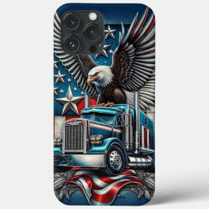 Funda Para iPhone 13 Pro Max Águila y camión americanos, audaz y diseño patriót